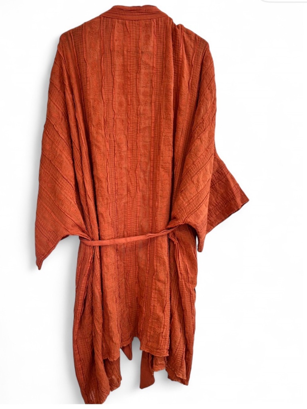 Lightweight Textured Kimono Robe in Rust - Picture 7 of 8